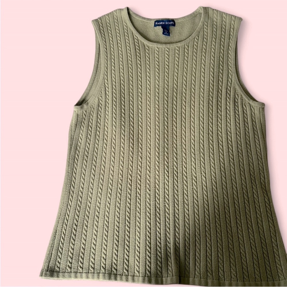 Karen Scott Textured Olive Tank Top